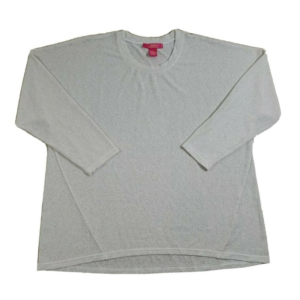 Catherine Malandrino Women's Texturized Long Sleeve Top 2X Plus Size Stretch